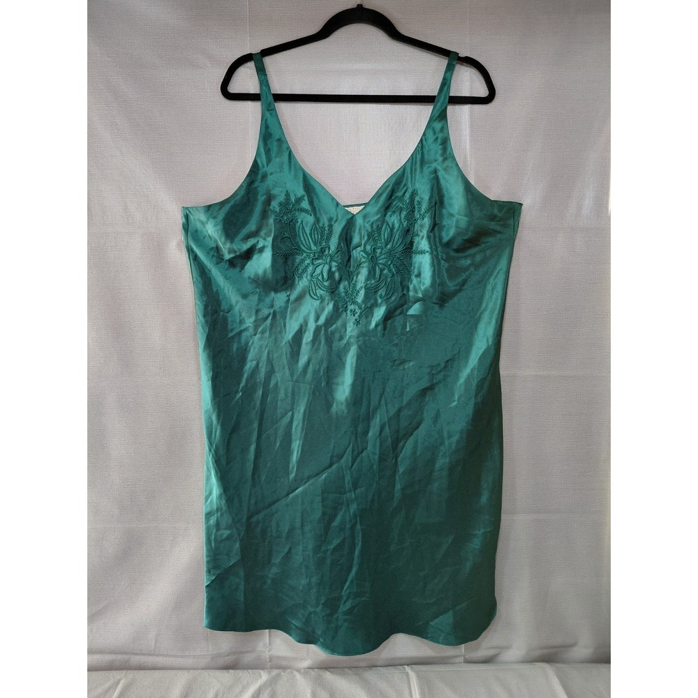 Vtg Y2K Erika Taylor Women's Intimates Slip Dress Nightgown Sz 1X Floral Emerald